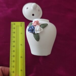 White Ceramic Vase with Floral Design